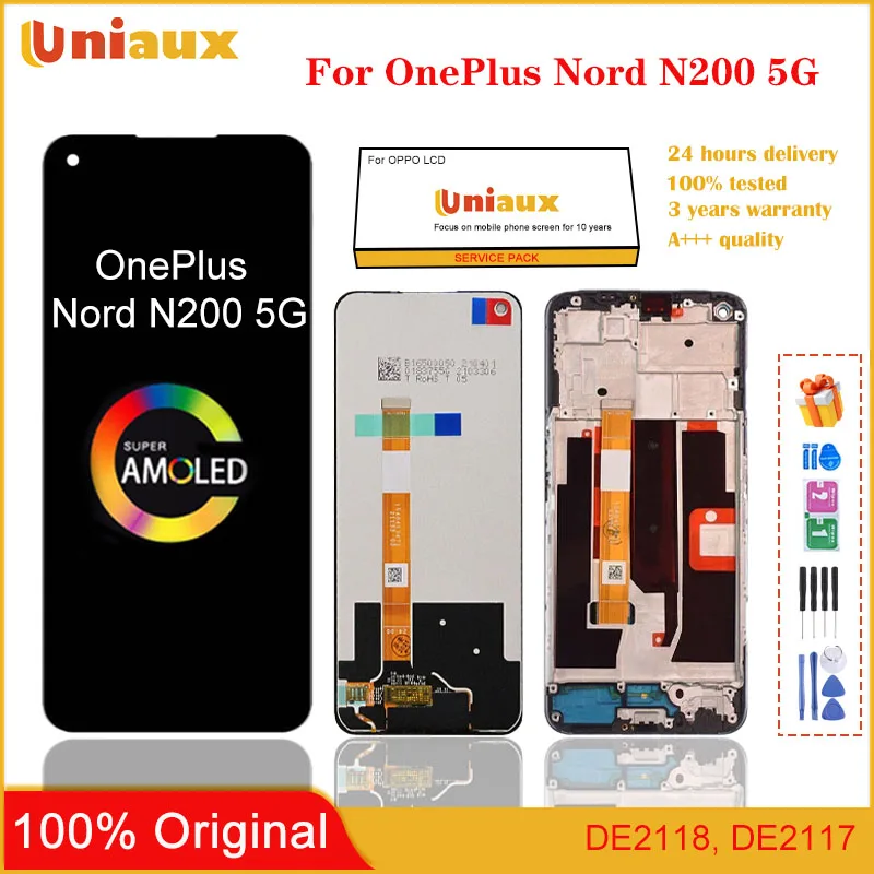 Оригинал для OnePlus Nord N200 5G DDE2118 DE2117 ЖК-дисплей сенсорная панель экран дигитайзер в
