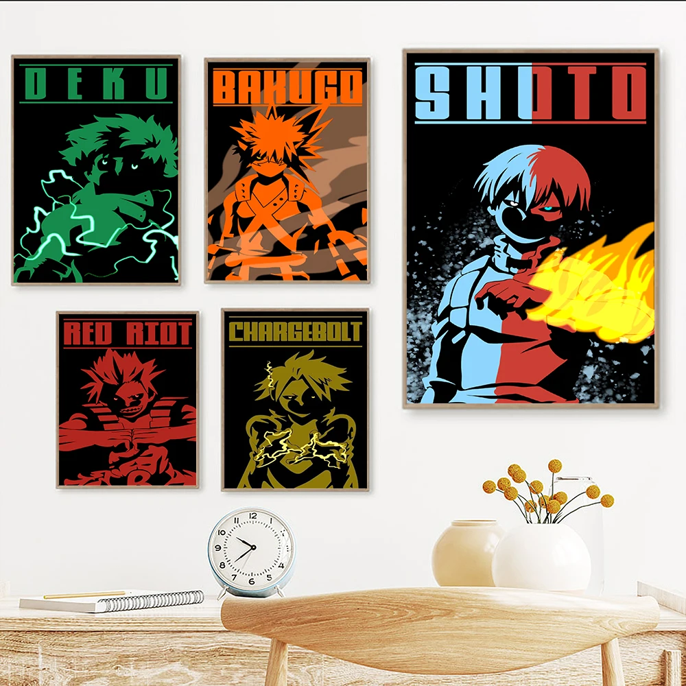 

Japanese Anime Abstract Posters My Hero Academia Characters Canvas Painting Cartoon Izuku Wall Art Kitchen Bedroom Home Decor