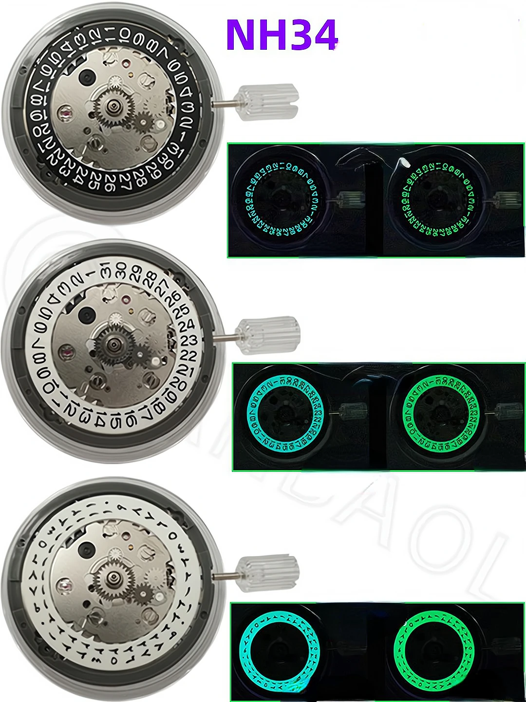 NH34A Четырехигольный механизм GMT оригинальный японский новый светящийся