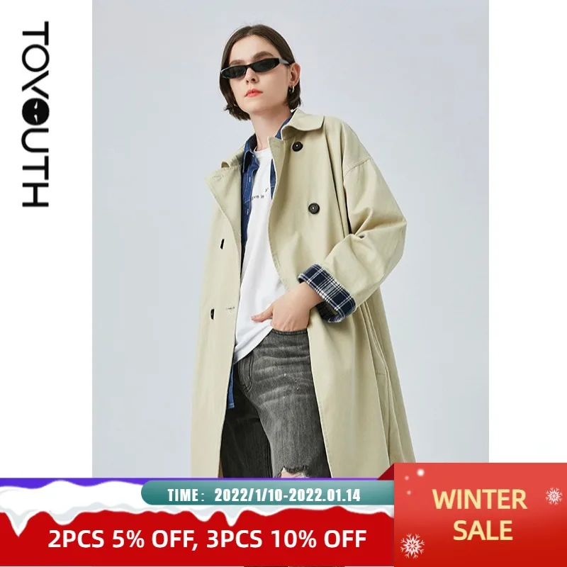 

Тренчкот женский однотонный с V-образным вырезом и пуговицами