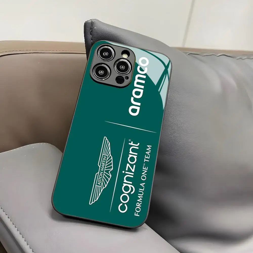 Фото Чехол для телефона Aston Martin F1 для Iphone 16, 15, 14, 12, 11, 13 Pro Max Mini 8 X Xr Xs Puls, черный стеклянный чехол №5