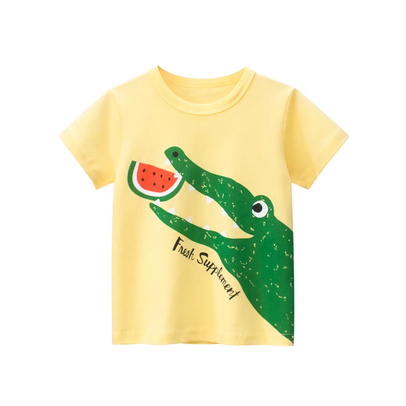 

Shirt Boy Toddlers Summer Clothing Short Sleeve Tops Animal Pattern Soft Breathable Tees For Baby Kids