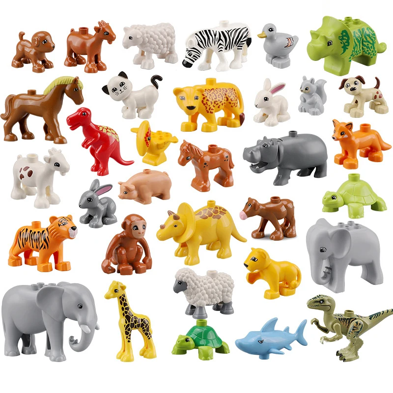 

Dinosaurs Crocodile Elephant Ocean Zoo Large Particle Animals Set Building Blocks Figures Series DIY Blocks Kids Educational Toy