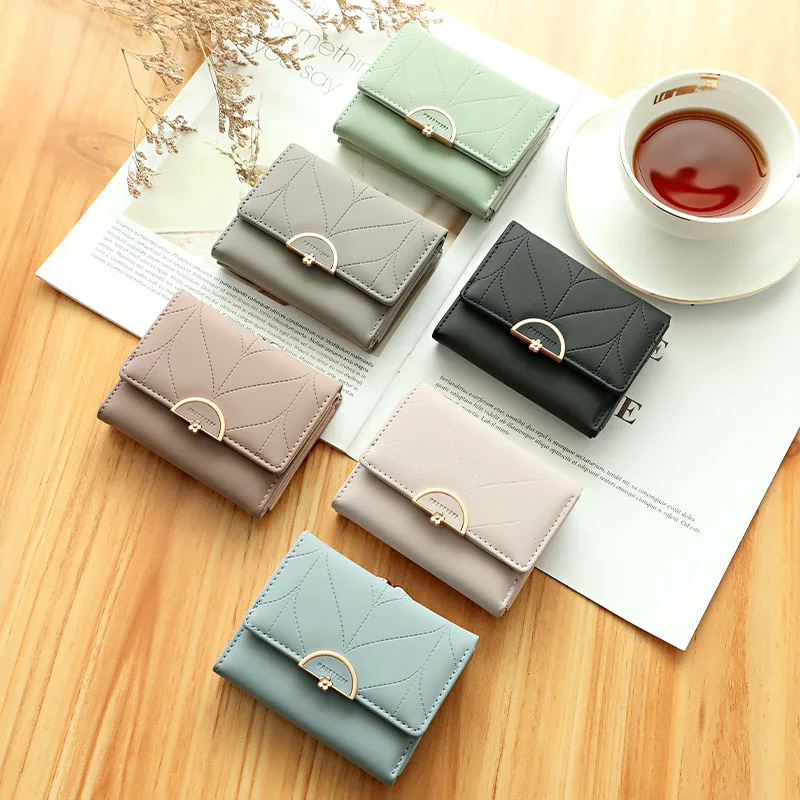 

Brand Fashion Three Fold Purse Small Women Wallet Female Short Design Multifunction Lady Coin Porse Coin Pocket Fresh Carteras