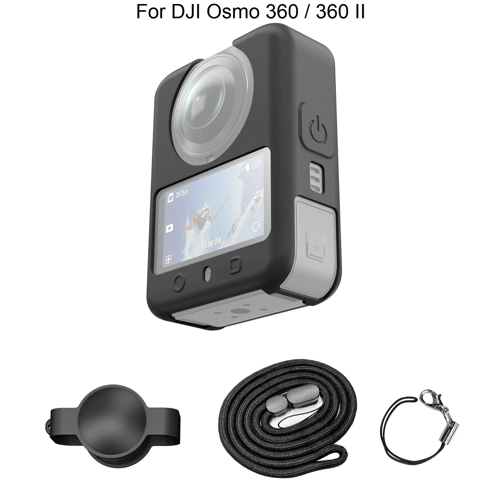 Фото Силиконовый защитный чехол PULUZ для DJI Osmo 360 / 360 II с крышкой для объектива и ремешком №1