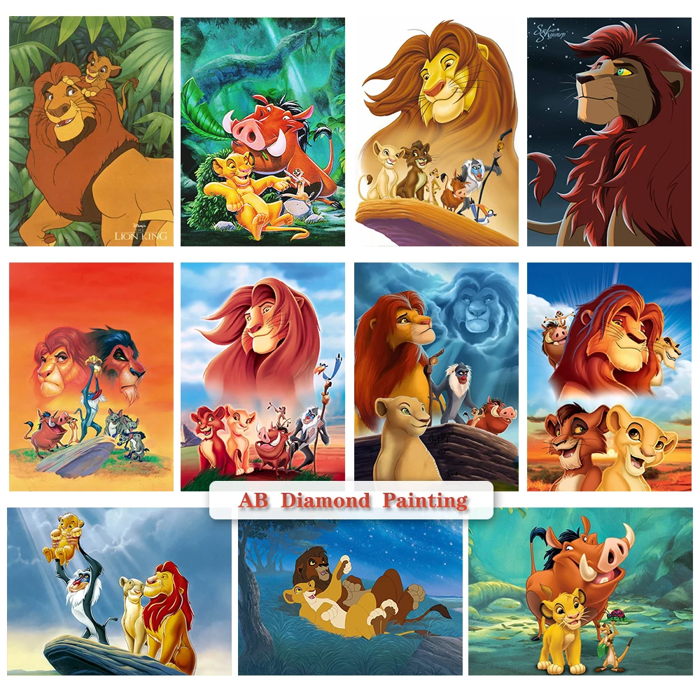 

Disney AB Diamond Drawing Cross Stitch DIY Cartoon Lion King Simba Round Bit Embroidery 5D Diamond Mosaic Home Decor Gift