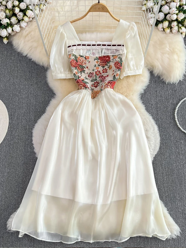 

YuooMuoo женское платье 2023 винтажное готическое жаккардовое шифоновое платье элегантное платье с пышными рукавами в Корейском стиле