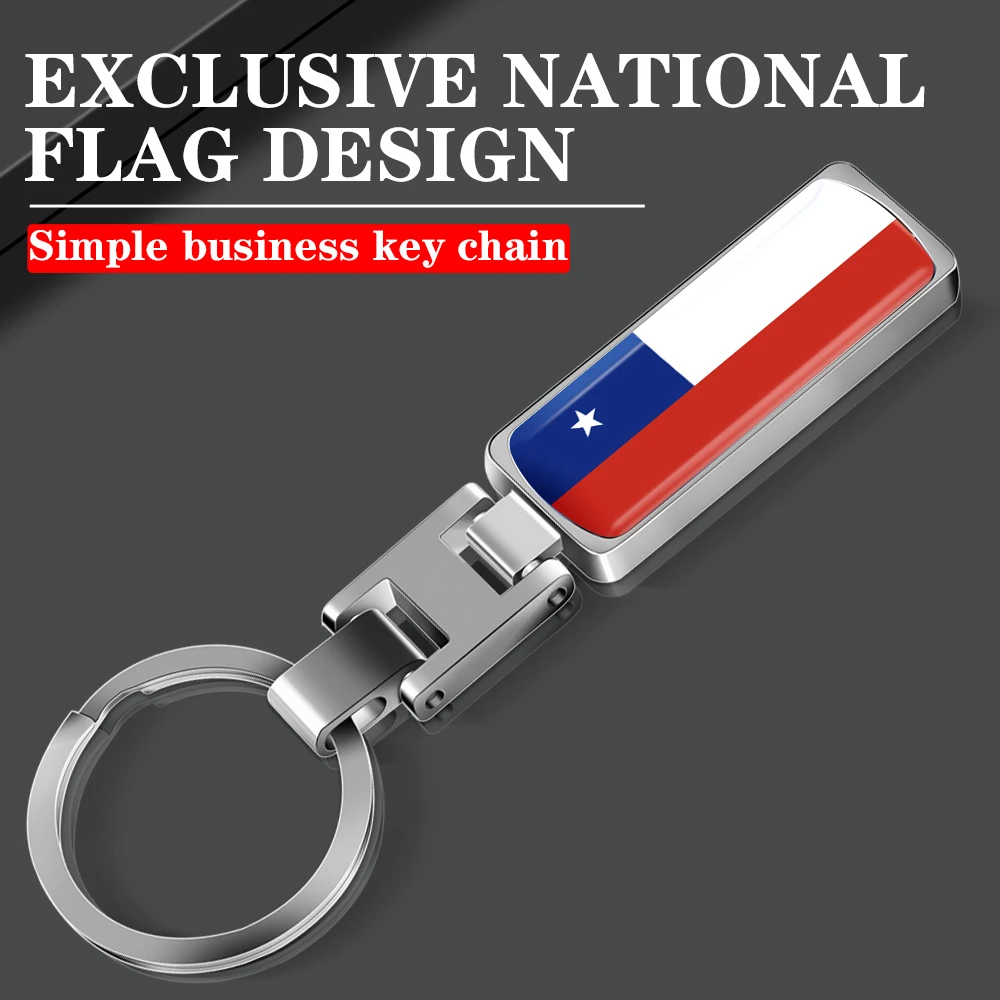

3D Metal Epoxy Car Keychain Key Fobs Chile Flags Emblem Badge Logo Auto Keyrings Key Chain Automobile Modification Accessories