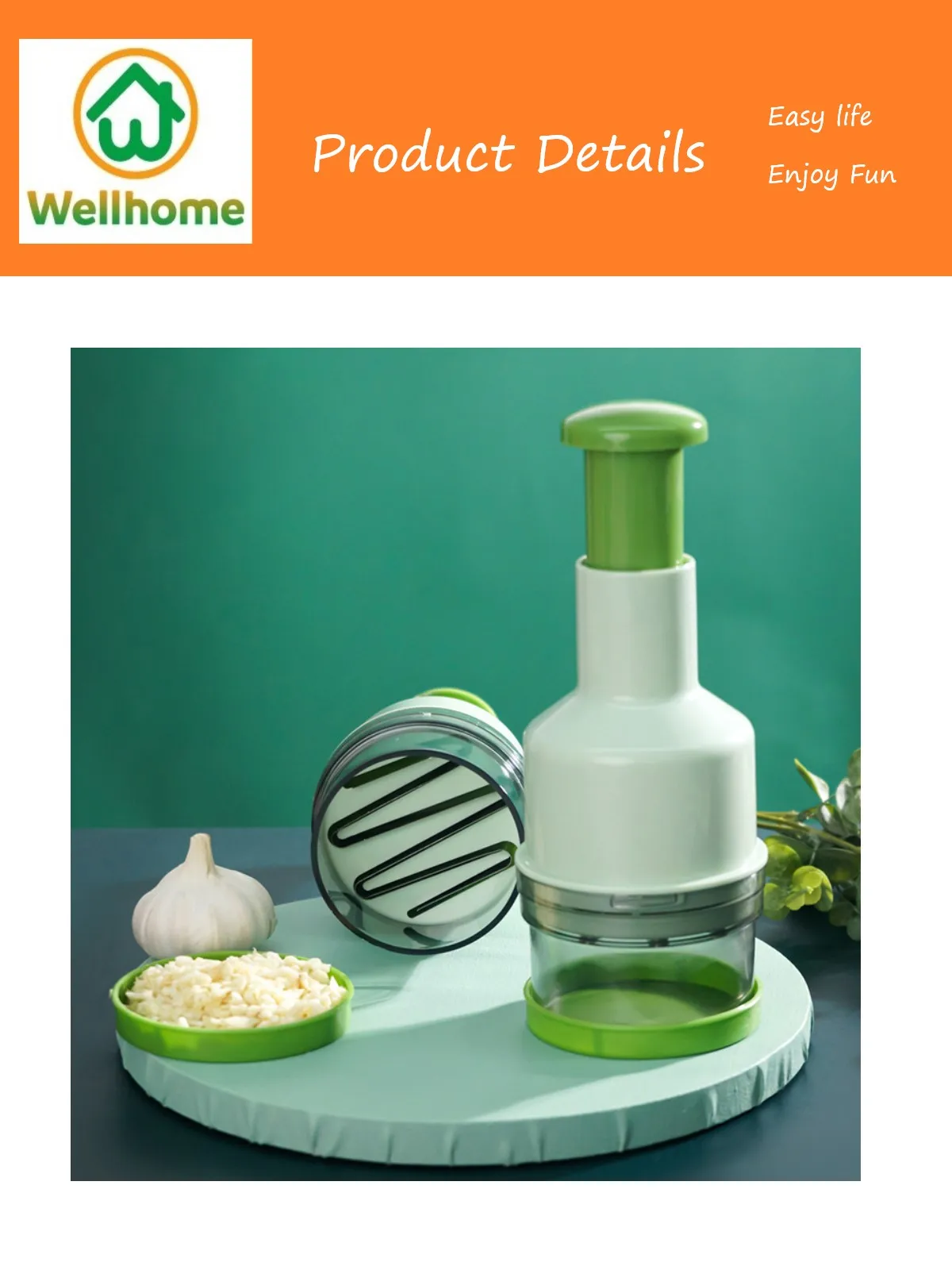 

Multifunctional Press Garlic Crusher Pressing Dicer Slap Tool Manual Hand Garlic Cutter Food Vegetable Onion Chopper