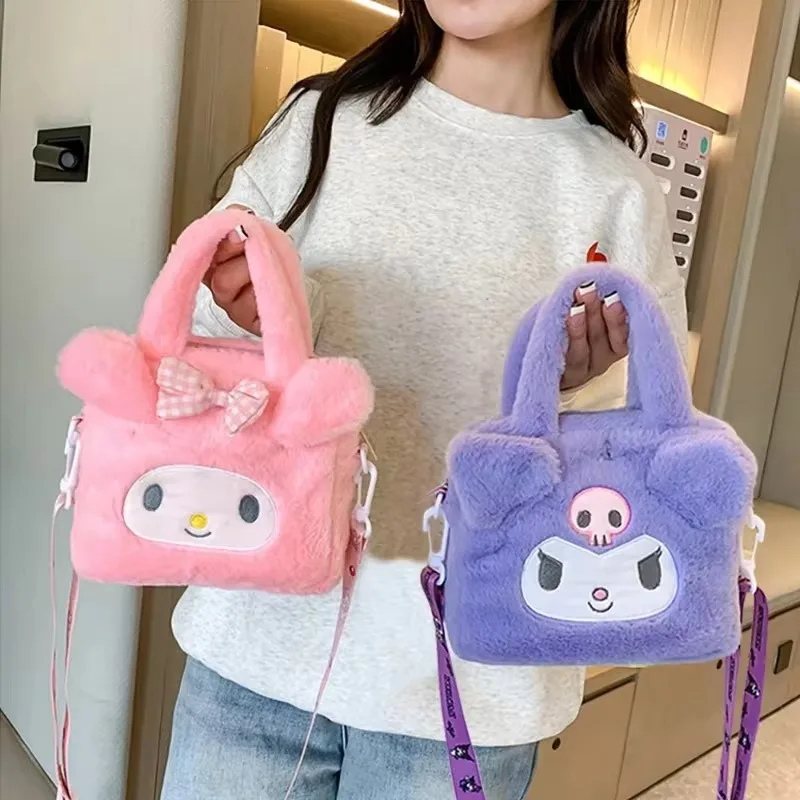 Y2k Sanrio плюшевая сумка Kuromi Melody мультфильм аниме Портативная через плечо косметика