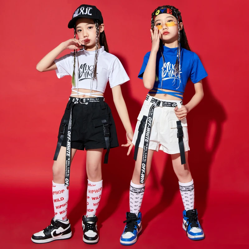 

Новый крутой детский укороченный топ для девочек, шорты, костюм в стиле хип-хоп, детская одежда, танцевальная одежда, модная повседневная од...