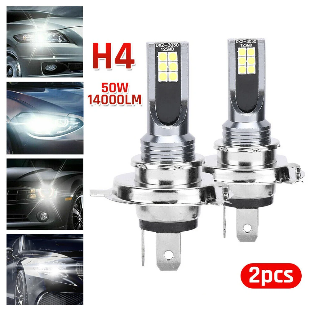 

2pcs H4 Headlight LED Bulbs Super Bright 14000LM White 6500K 50W High Low Beam Automotive Fog Light For Car Truck SUV 12V/24V