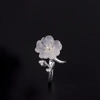 100 real 925 sterling silver plum blossom branch open ring womens adjustable white crystal flower rings jewelry 2022 jz025