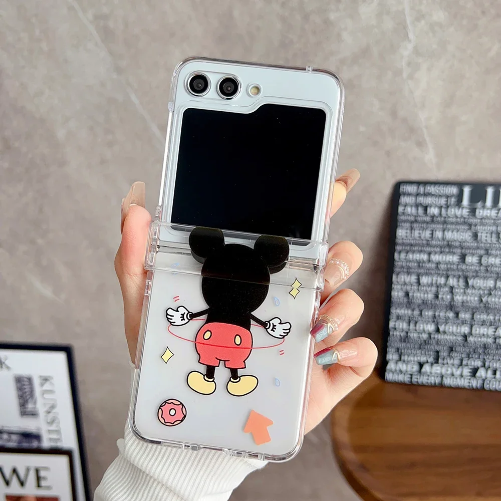 Cute Cartoon Mickey Minnie for With Widgets Magsafe Magnetic Bracket Phone Case Samsung Galaxy S23 S24 Plus Ultra 5G Cover