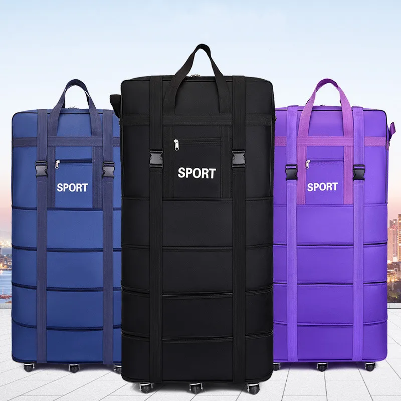 Luggage Bag With Wheels Expandable Folding Oxford Trolley Suitcase Travel Bag Weekend Trip Airplane Luggage Storage Suitcase
