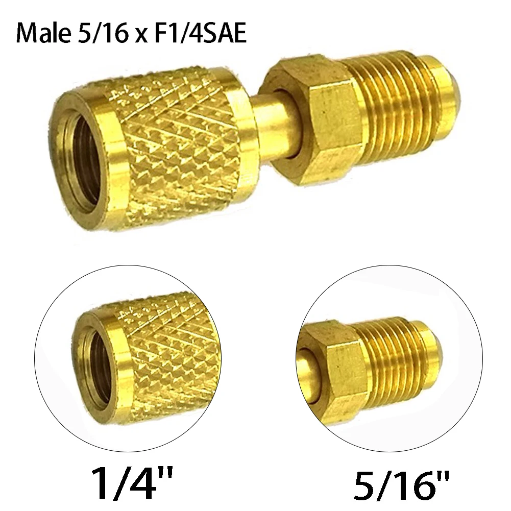 

1Pc R32 R410a Refrigerant Connector Head Male 5/16 To Female 1/4 SAE Adapter Air Conditioner Quick Coupler Air Conditioning Part