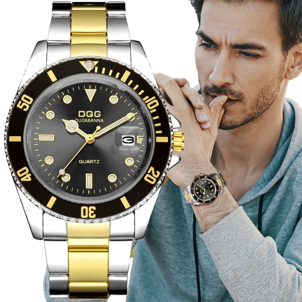 

2022 Top Luxury Brand Men's Fashion Gold calendar Watches Simple Men Business Stainless Steel Quartz Watch Relogio Masculino