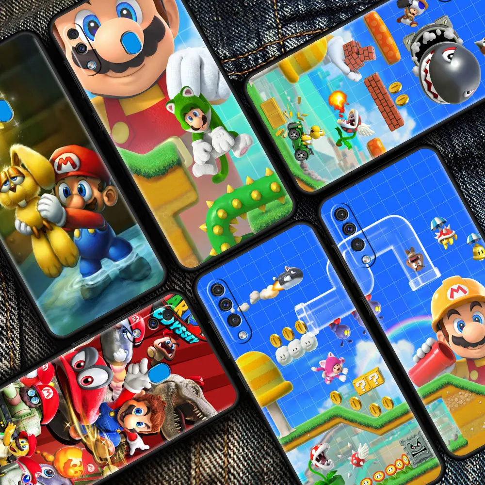 Черный чехол для Samsung Galaxy A52 A71 A12 A51 A50 M31 A70 A53 A10 смартфона M22 M51 M52 Super Mario Big Break |