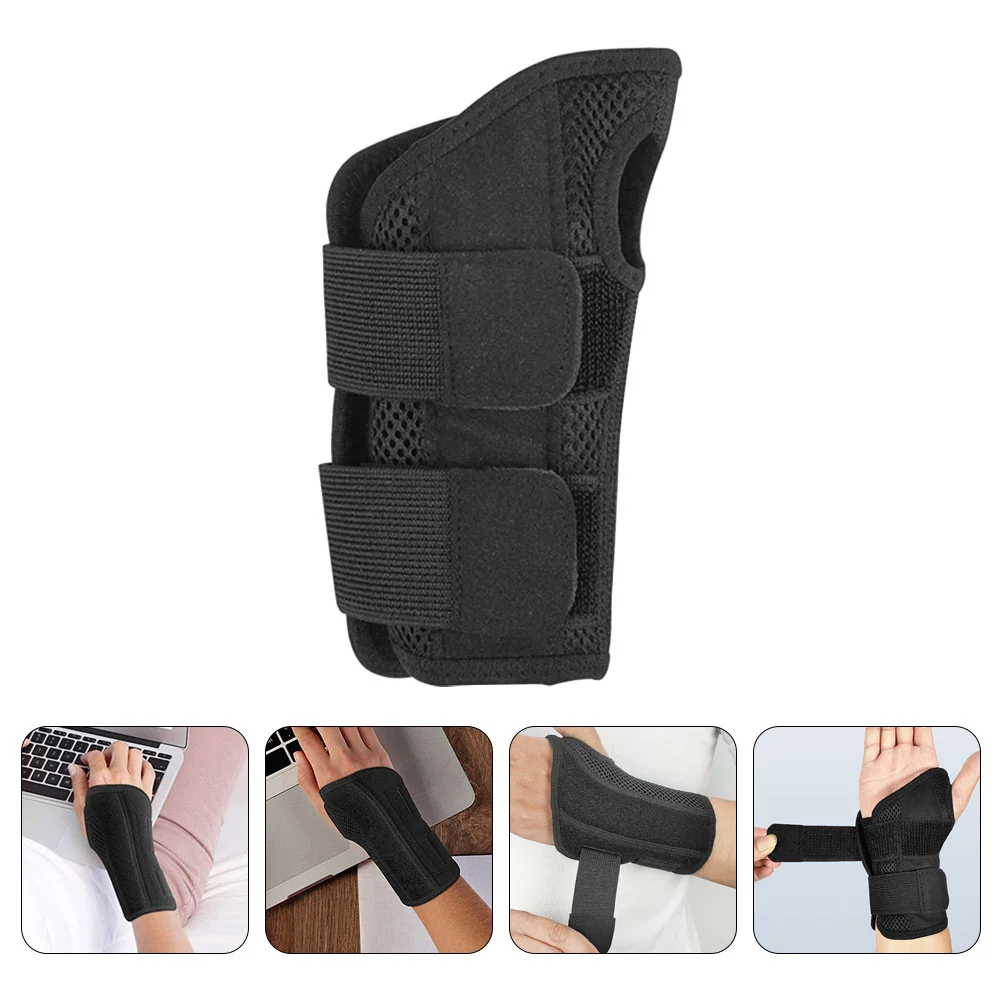 

1pc Steel Plate Nylon Sports Wrist Support Hand Rest Fixed Protective Equipment (Black)