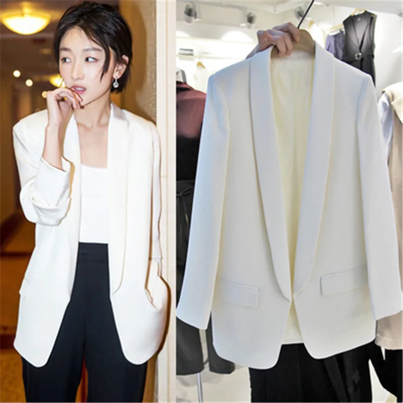 Chic White Blazers for Women Spring 2023 Casual Coat Black Female Jacket Suit Basic Slim Summer Blazer Ladies Tops Office Korean