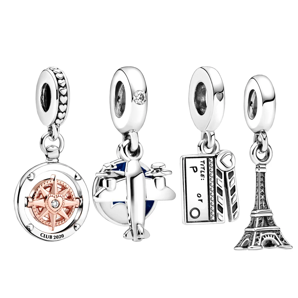 Breloque Pandora en Forme de Tour de Paris pour Femme, Perles, Avion, Tableau de Bord du Film, Secrets Immédiats, Voyage, Pendentif 152