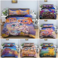 cartoon cat pattern bedding set abstract art style duvet quilt cover set king queen size bedclothes with pillowcase 23pcs
