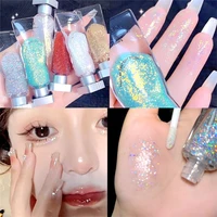 6 colors clear ice cube liquid eyeshadow with brush bling glitter eye shadow body highlighter lying silkworm brightening makeup