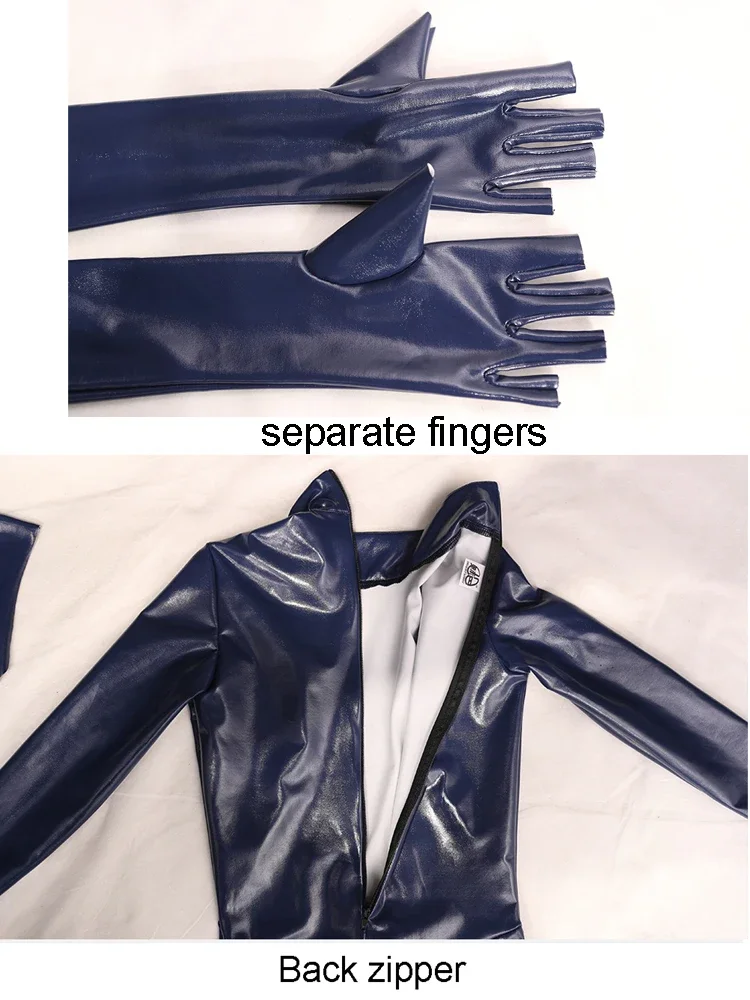 S-5XL Блестящий боди из искусственной кожи на молнии с открытой промежностью