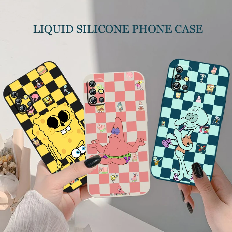 

Cartoon Anime Sponge Starfish Phone Case For Samsung A12 A13 A21S A22 A31 A32 A33 A42 A51 A52 A53 A71 A72 A73 Liquid Rope Soft