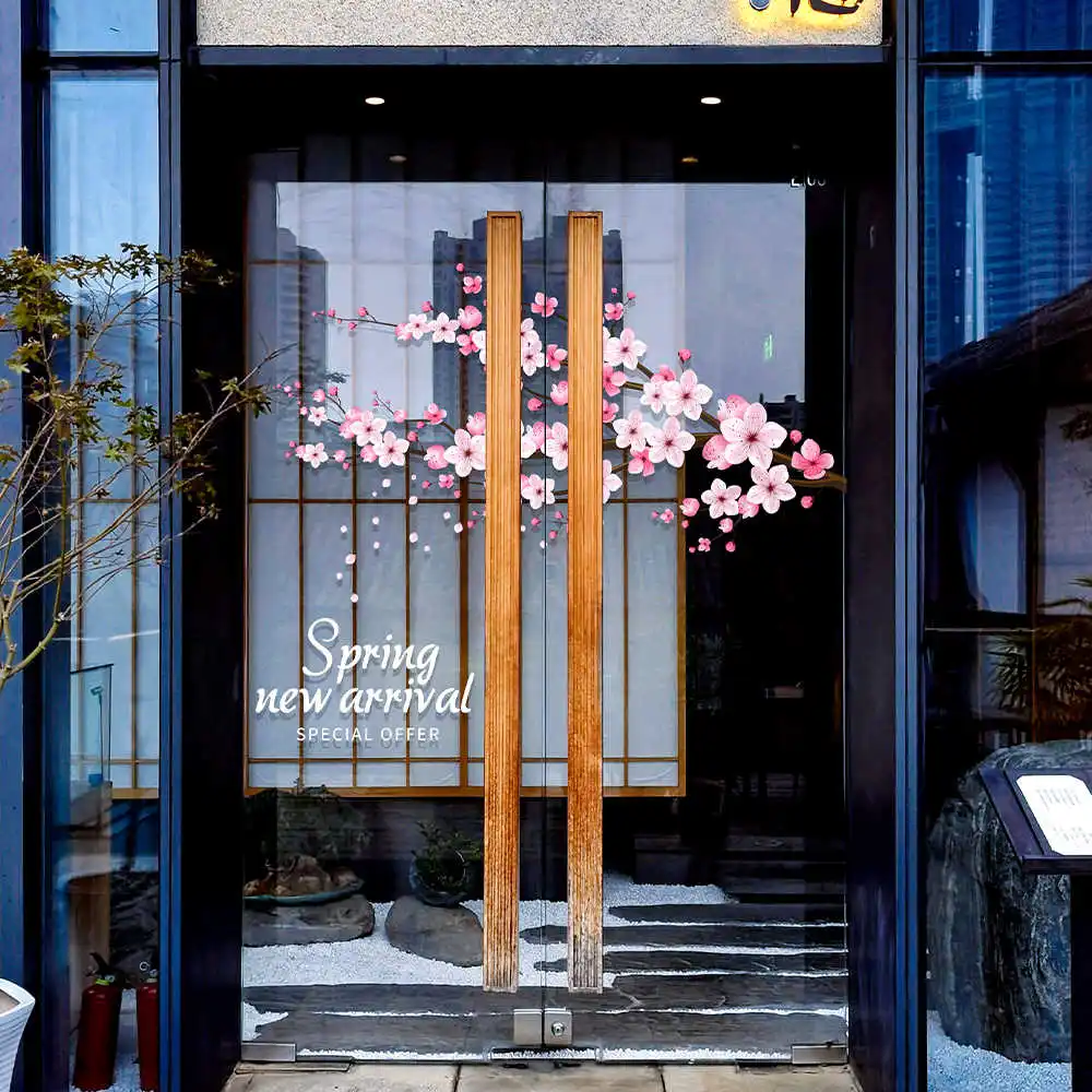 QiAds индивидуальная весенняя романтическая нашивка на окно с цветком вишни