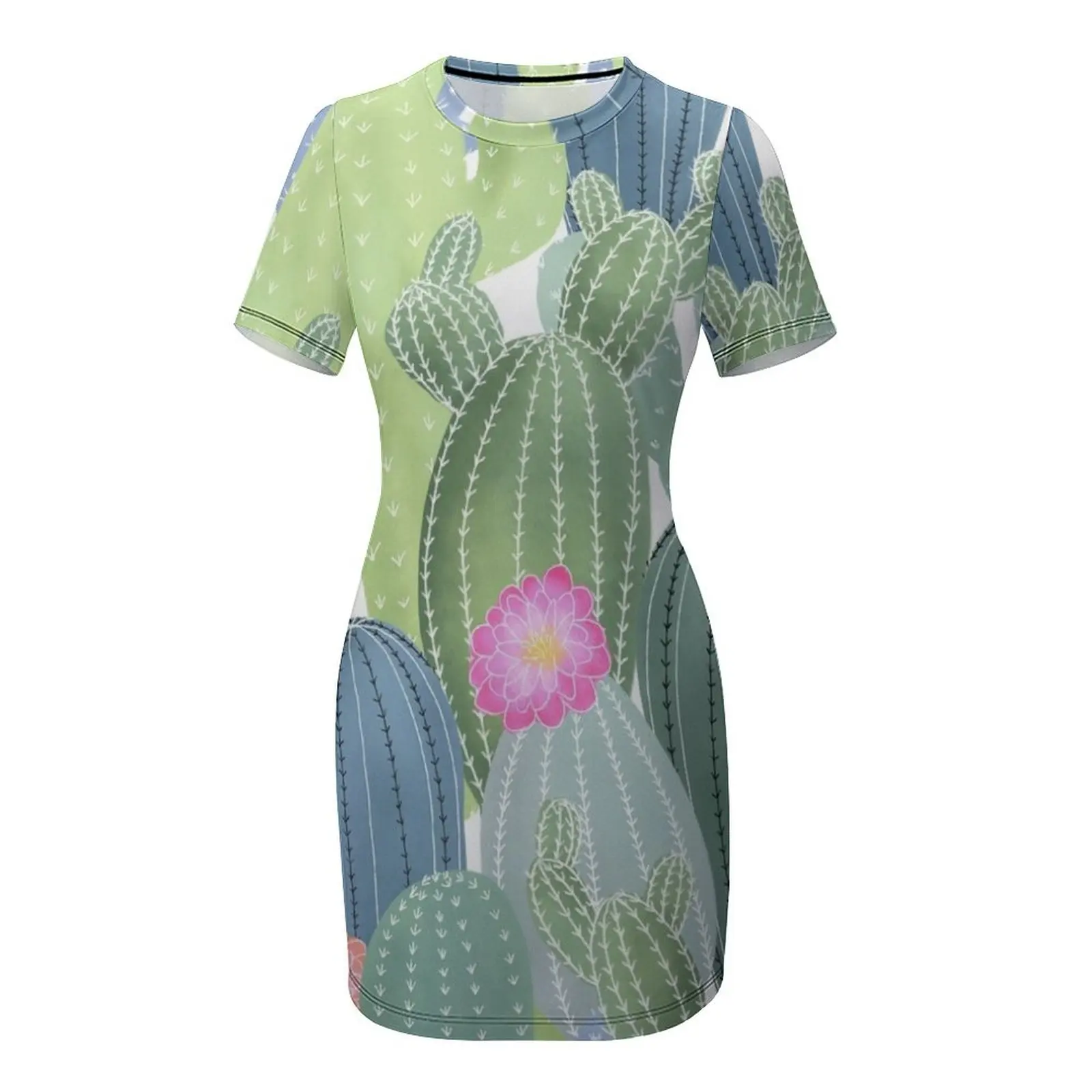 Кактусы Любовь / Акварельный Кактус Платье с короткими рукавами Женская одежда