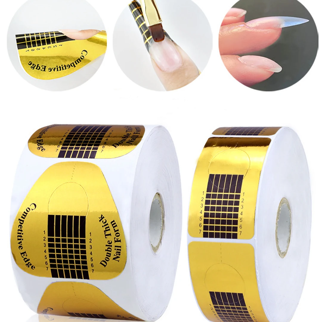 

Nail Art Tips 50/100pcs Golden Rectangle French Nail Form UV Gel Extension Mold Paper Form Nail Art Tools