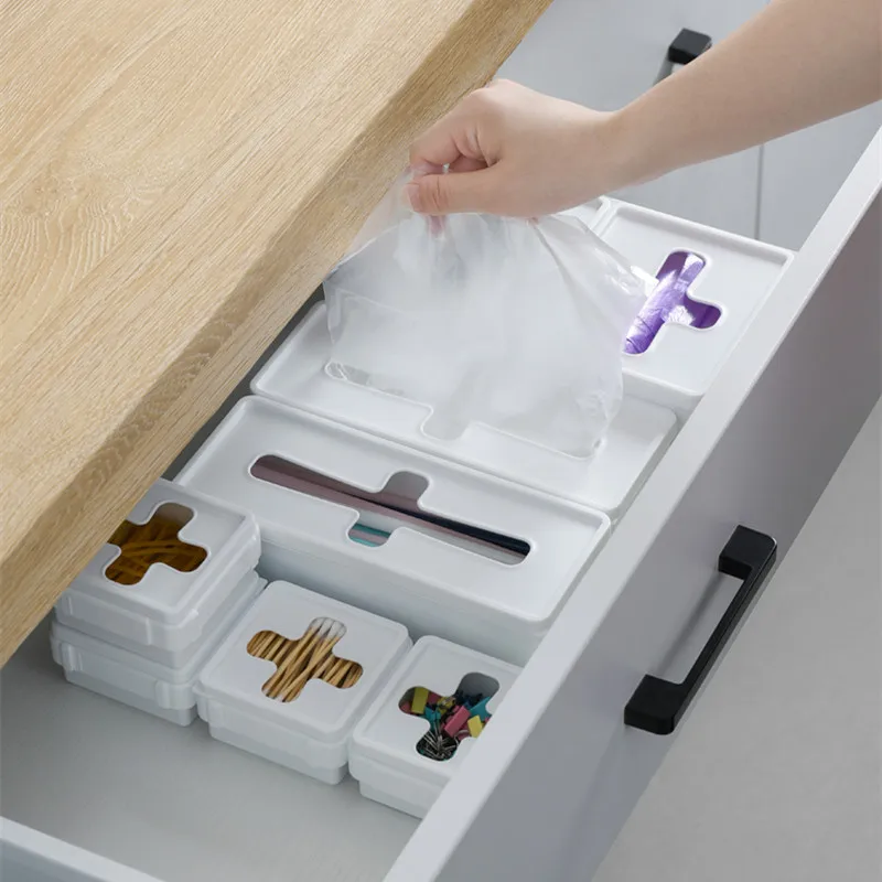 Multifunctional Splicing Storage Box Cross Groove Plastic For Drawer Desktop Sorting Makeup Organizer Save Space New |