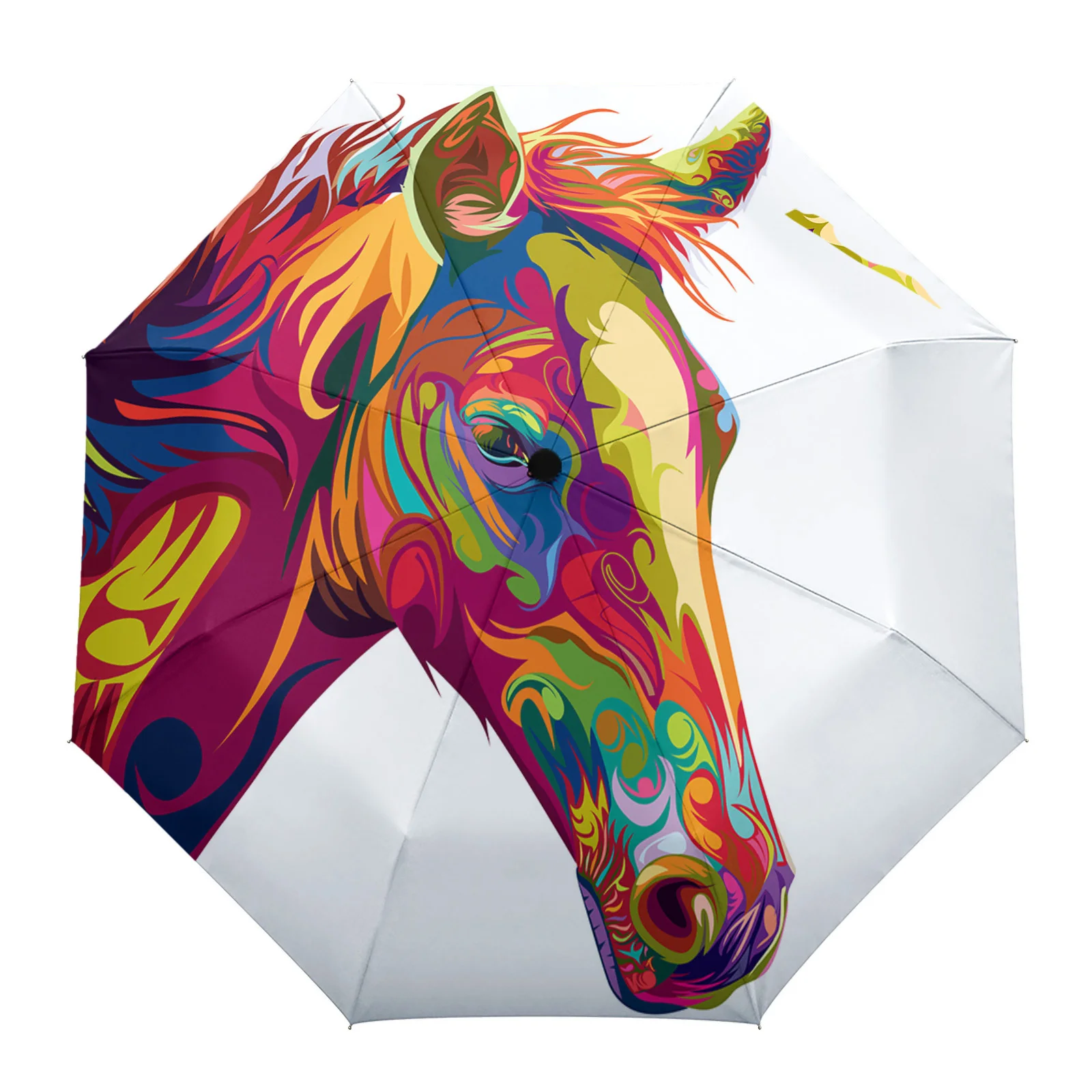 Block Eye Hair Automatic Eight Bone Foldable Rain Umbrella Wind Rain Resistance Outdoor Bumbershoot