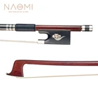 Лук для скрипки NAOMI из бразильской древесины 44, круглая палка для скрипки, белая монгольская Конская шерсть, эбеновая лягушка, хорошо сбалансированный лук
