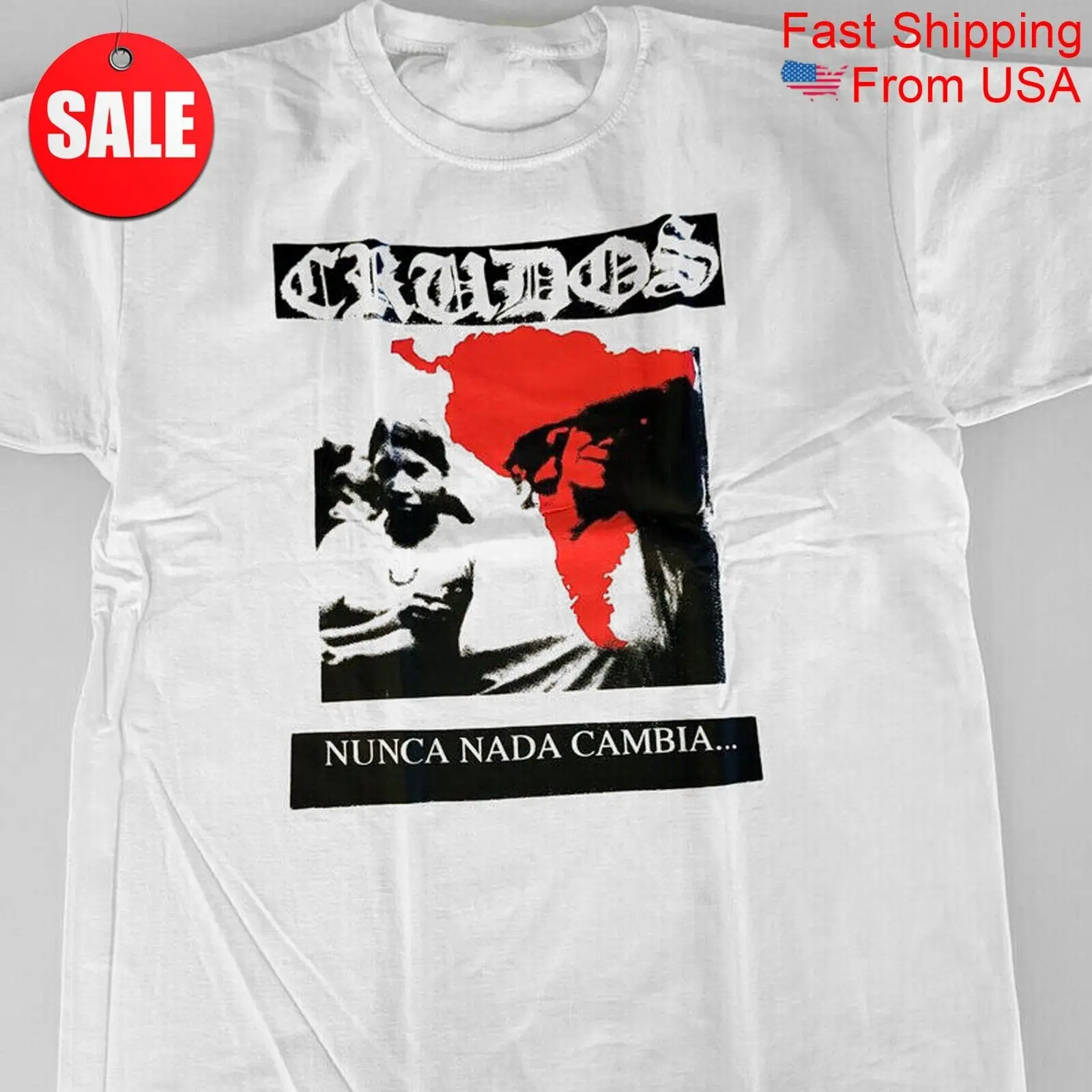 Футболка LOS CRUDOS Nunca Nada Cambia для фанатов из хлопка