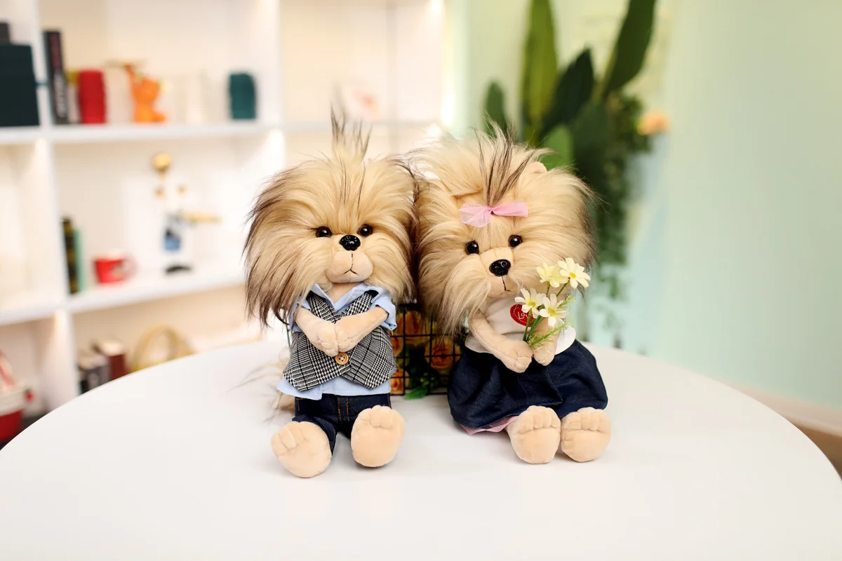 Йоркширская пара плюшевая кукла креативный дизайн милое мягкое удобное теплое