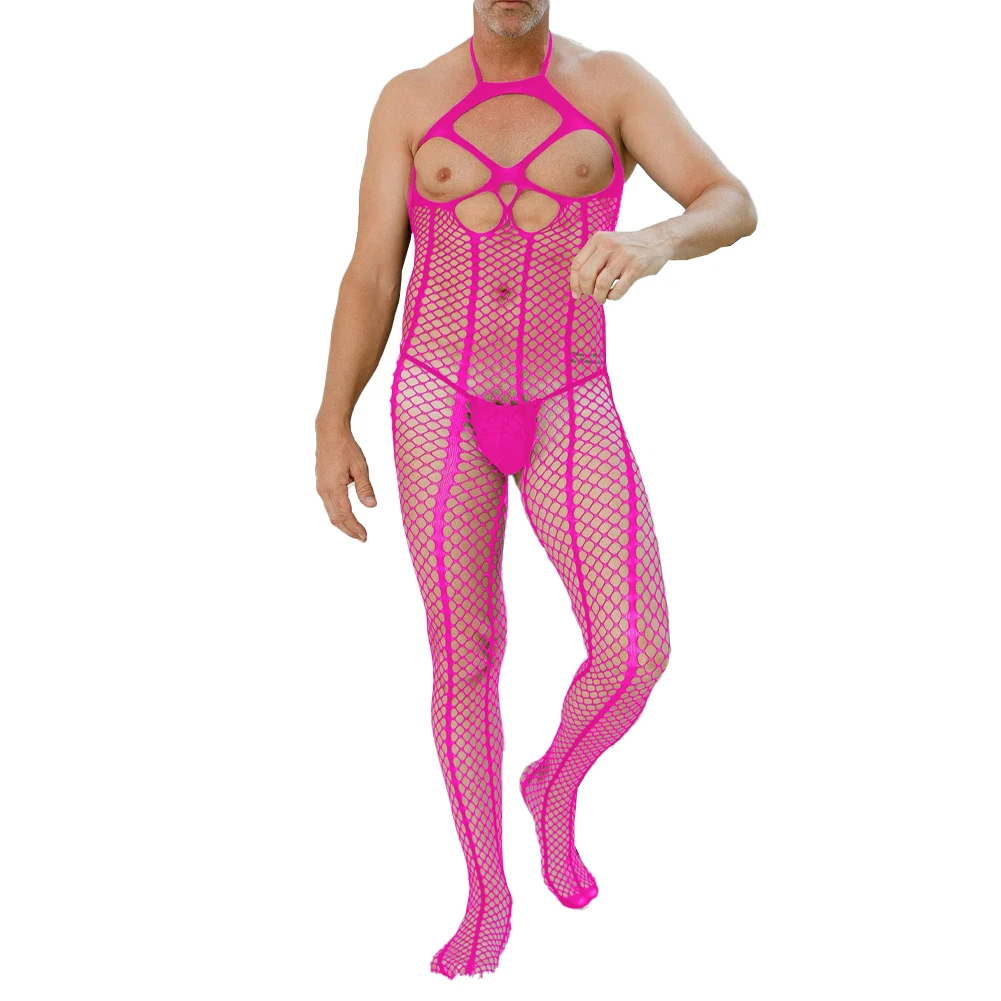 

Sexy See Through Bodysuit Mens Underwear Jumpsuit Hollow Out Body Stockings Open Crotch Pantyhose Bodysuit Erotic Lingerie
