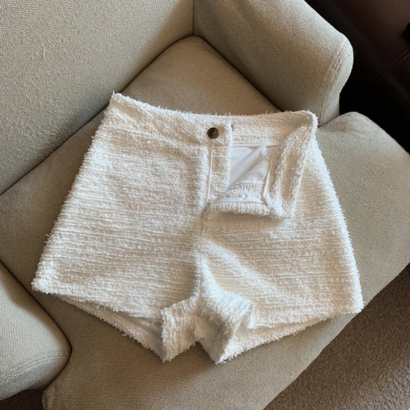 Shorts for Women Spring Autumn 2023 Fashion Korean New Solid Color High Waist Button Pockets Casual Wide Leg Pants Office Lady