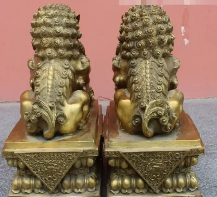 18 &quotкитайская бронзовая защита для собак Foo Fu ворота лев пара детских животных