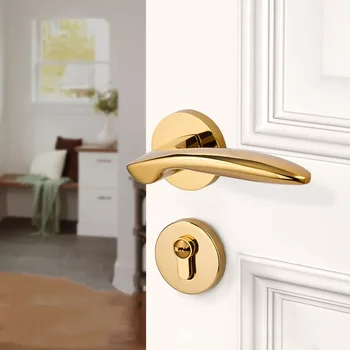 Gold Lever Door Handle For Interior Doors Modern Interiror Bedroom Bathroom Door Lever Set Dummy Privacy Passage lock