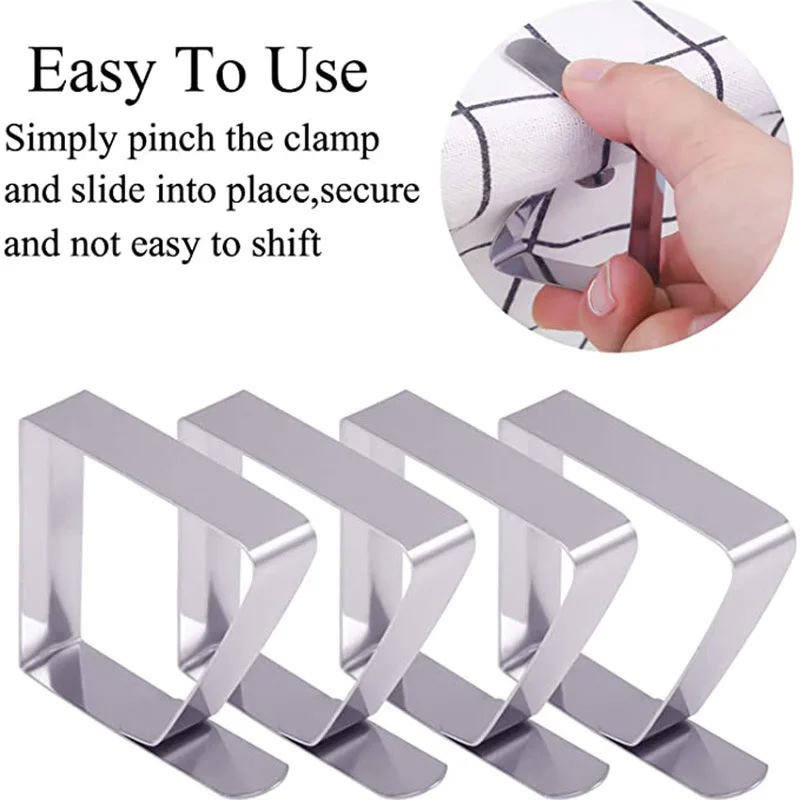 

6 Pcs Tetou Stainless Steel Tablecloth Tables Cover Clip Holder Cloth Clamps Picnic Wedding Party Promenade Home Garden Supplies