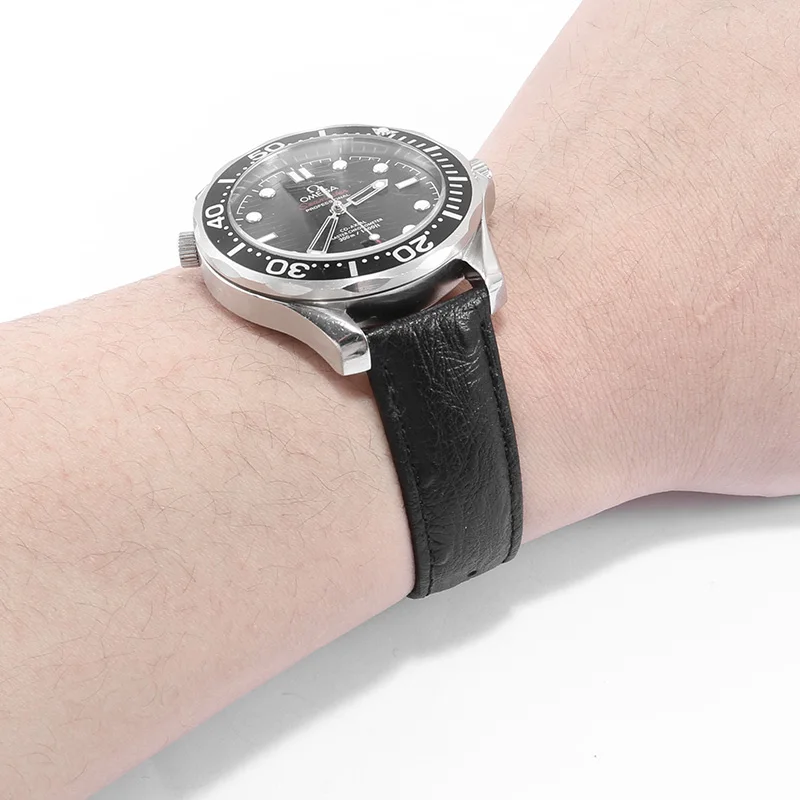 Universal Replacement Strap 12/13/14/15/16/17/18/19/20/21/22/23/24mm Men And Women Ostrich Print Leather Watchband