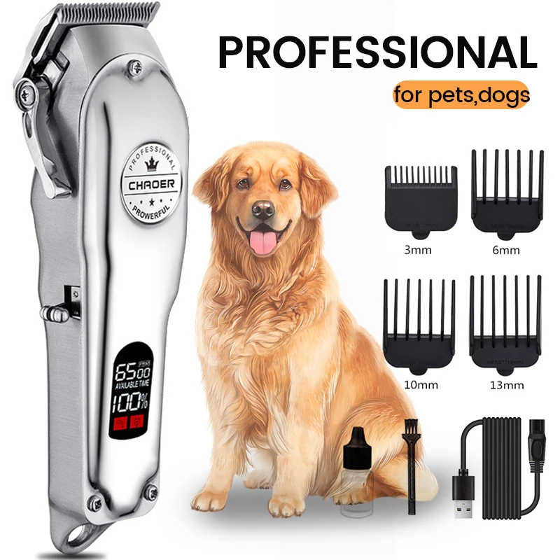 

Professional Dog Hair Clipper All Metal Rechargeable Pet Trimmer Cat Shaver Cutting Machine Puppy Grooming Haircut Low Noice