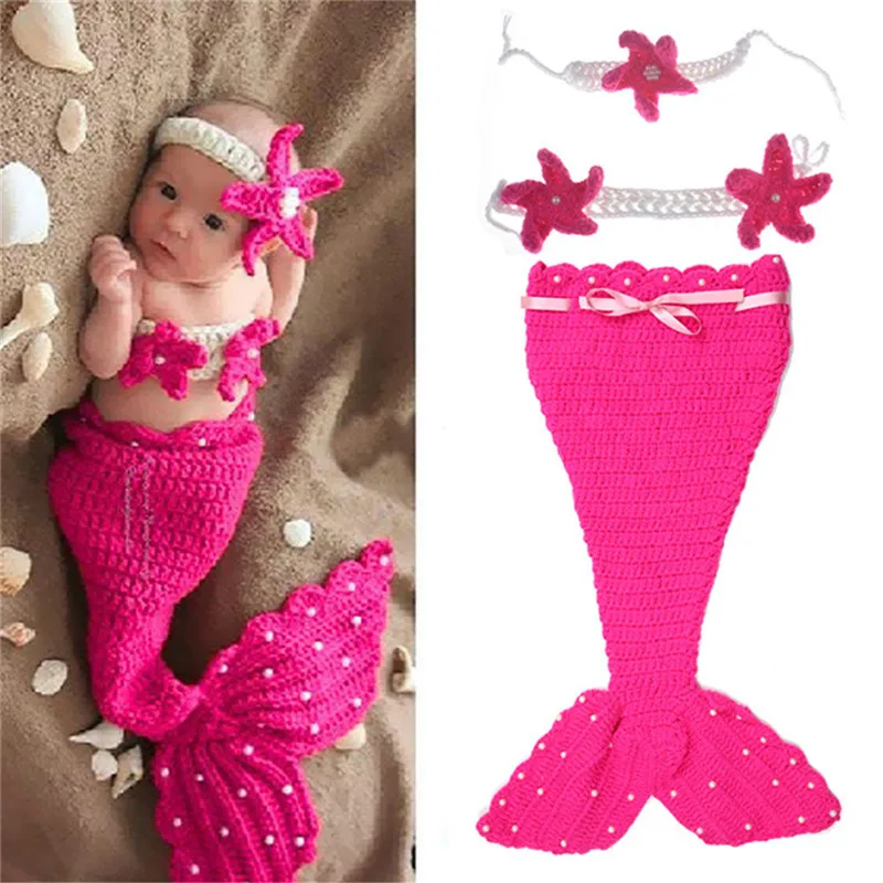 

Baby Photo Clothing Mermaid Princess Modeling Photography Props Knitted Clothes Hundred Days Photo Studio Shooting Commemoration