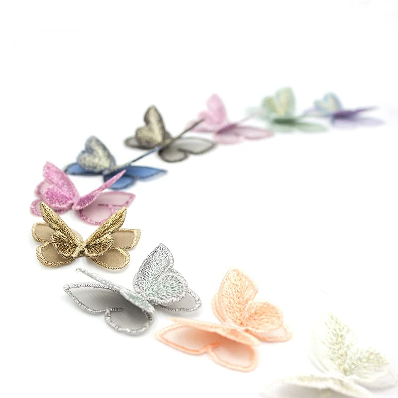 

10PCS Double Layers Embroidery Butterfly Patch For Elegant Wedding Dress DIY Applique Accessories Fashion Stickers Clothes