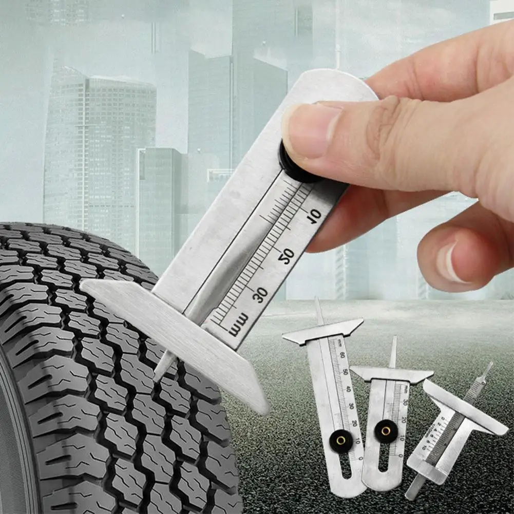 

1PC Stainless Steel Tire Pattern Vernier Groove Depth Gauge Measurement Tool Tire Pattern Safety Ruler 30mm 50mm 60mm