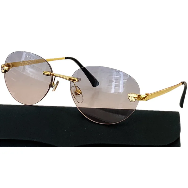 

Luxv Des C Unisex Gradient Rimless Sunglasses UV400 54-18-145 Round-Oval Pure-Titanium Women Men GOGGLES Eyeglasses For Presc