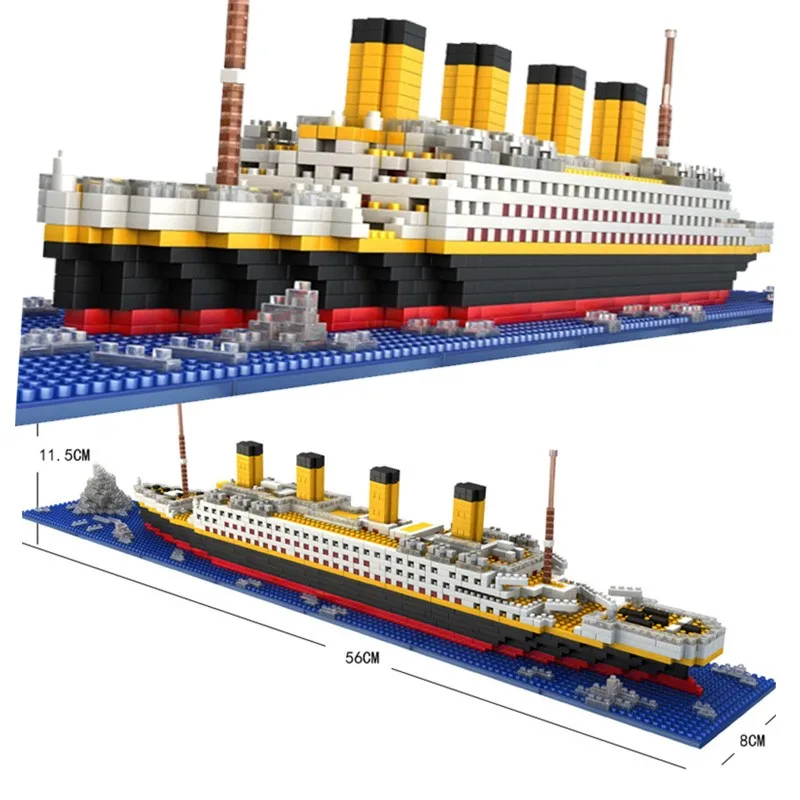 

1860Pcs Mini Titanic Cruise Ship Model Blocks, DIY Diamond Model Boat Building Bricks Kit for Children Kids Toys
