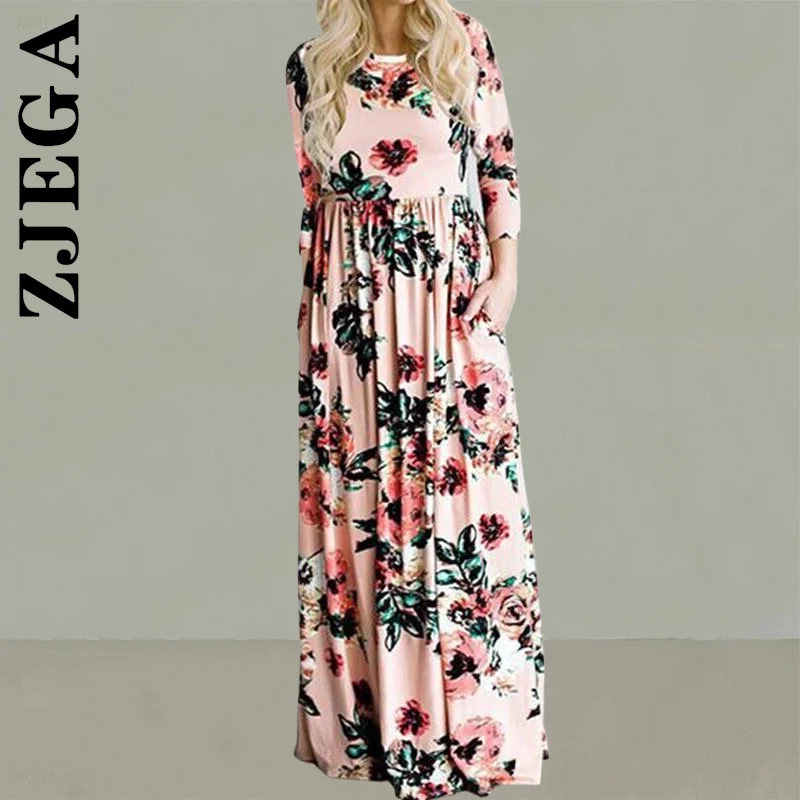 

Женское длинное вечернее платье Zjega, розовое пляжное платье в стиле бохо с цветочным принтом, лето 2023